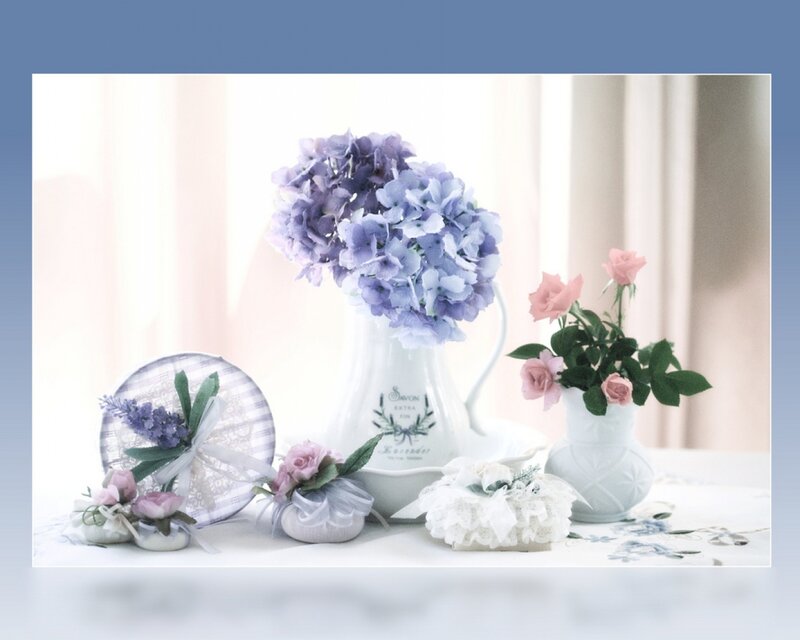 Floral Arrangement on Table — Purple