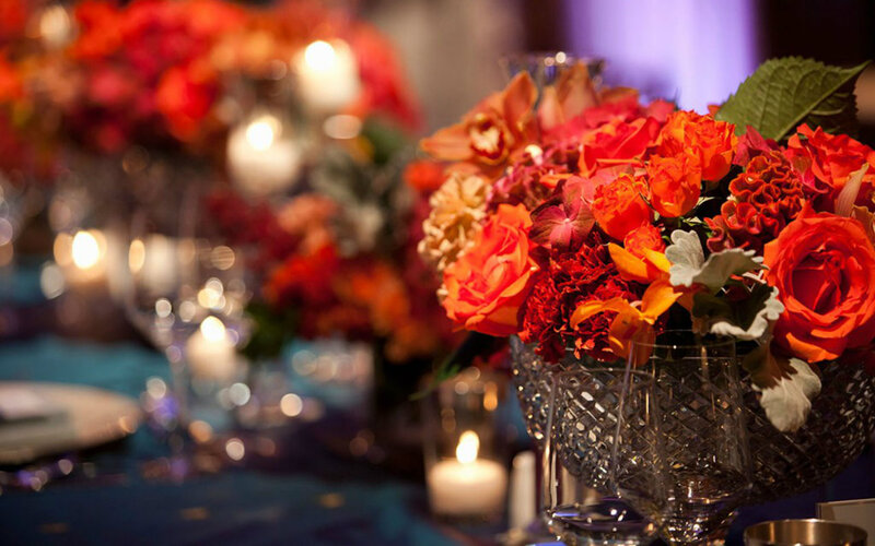 Floral Arrangement on Table — Red, Elegant