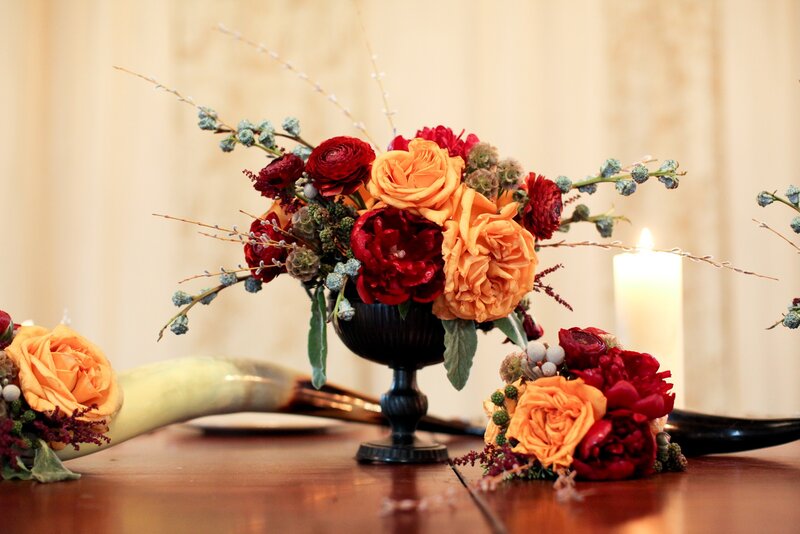 Floral Arrangement on Table — Red