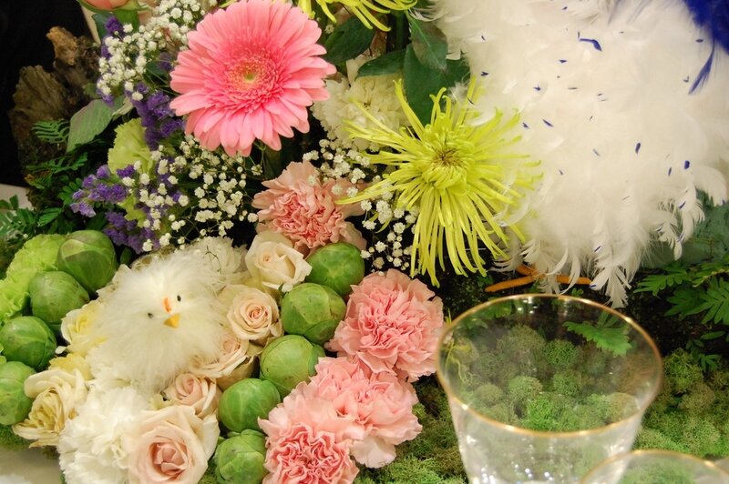 Floral Arrangement with Bird