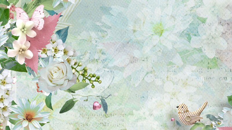Floral Arrangement with Bird — White