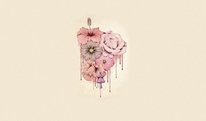 Floral arrangement with blood drips