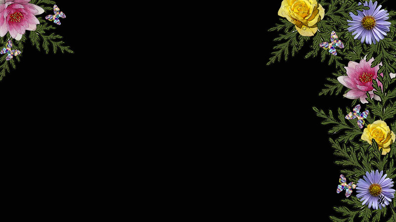 Floral Arrangement with Butterflies — Black