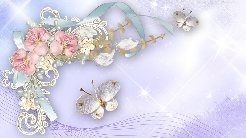Floral Arrangement with Butterflies — Purple