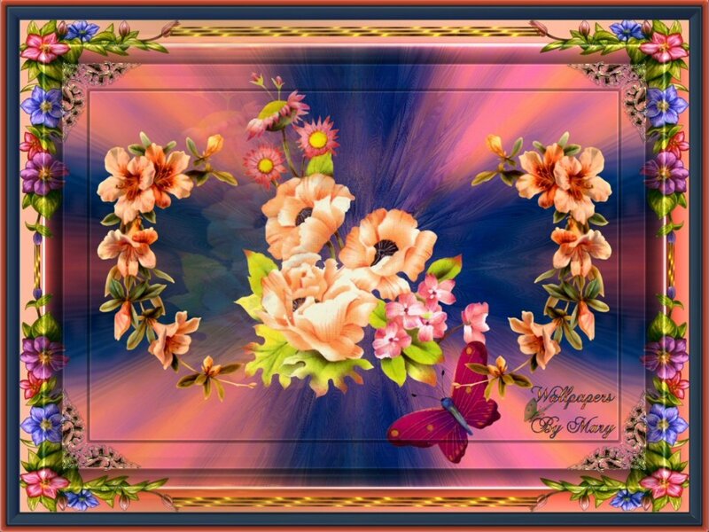 Floral Arrangement with Butterfly — Purple
