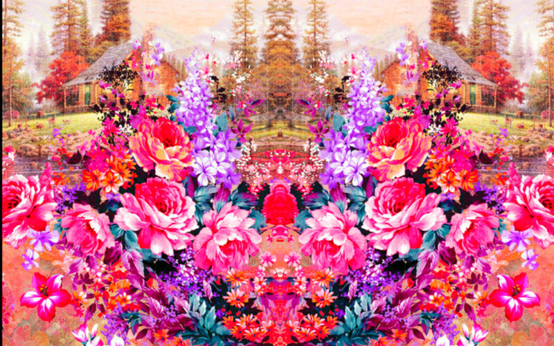 Floral Arrangement with Cabin