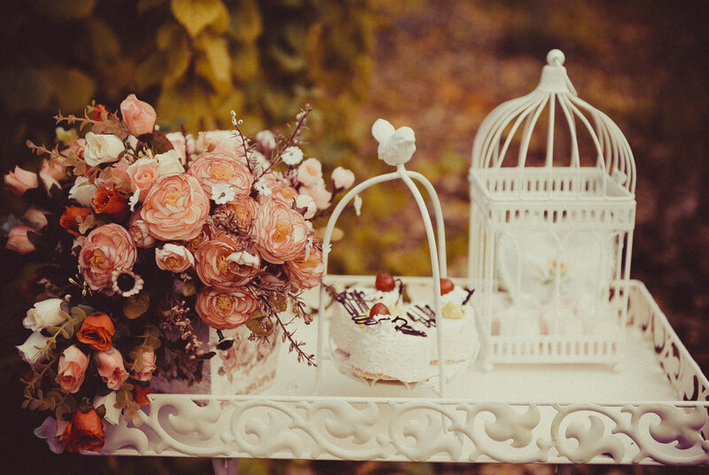 Floral Arrangement with Cake