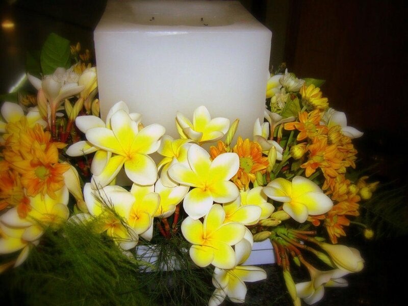 Floral Arrangement with Candle