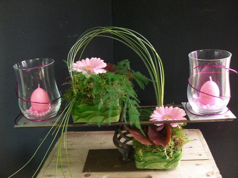 Floral Arrangement with Candles — Pink, Calm