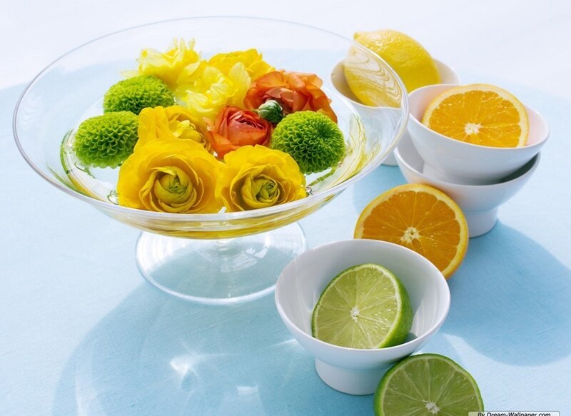 Floral Arrangement with Citrus