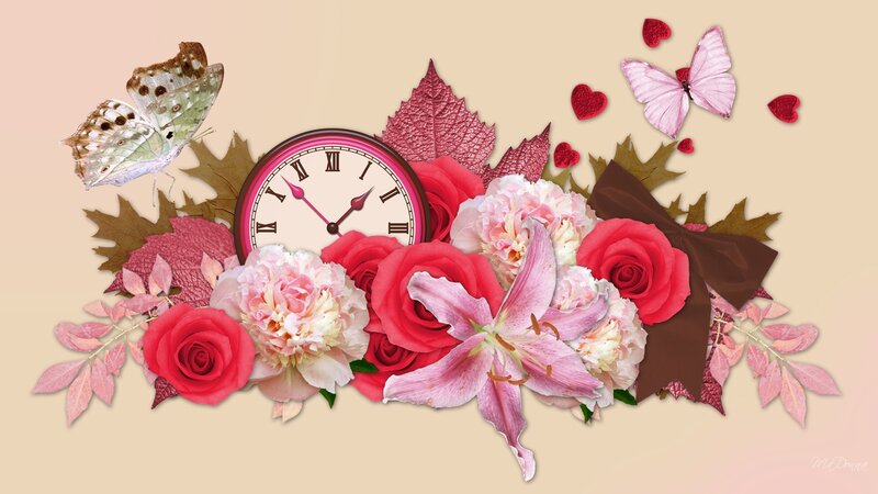 Floral Arrangement with Clock