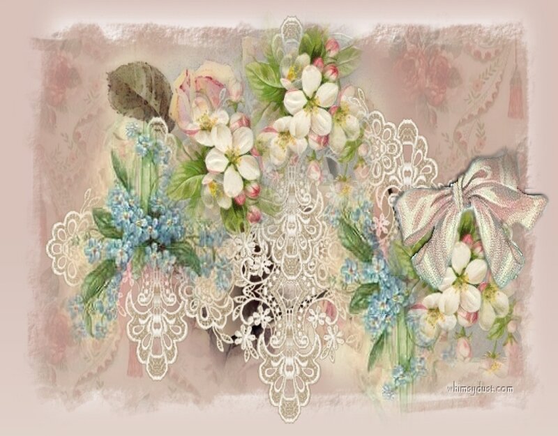 Floral Arrangement with Lace — Pink