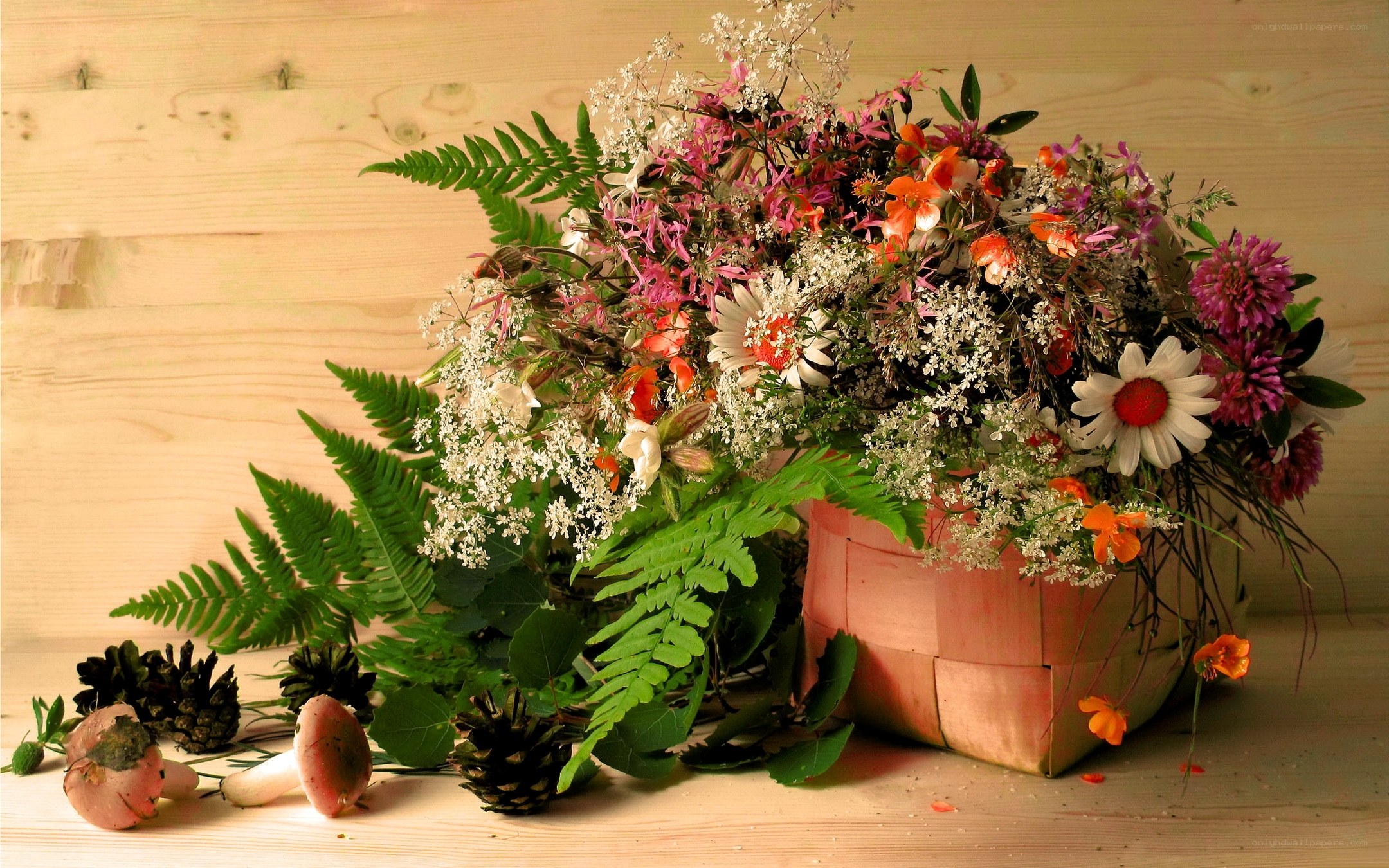 Floral arrangement with mushrooms