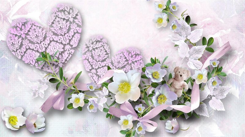 Floral Arrangement with Teddy Bear — Pink