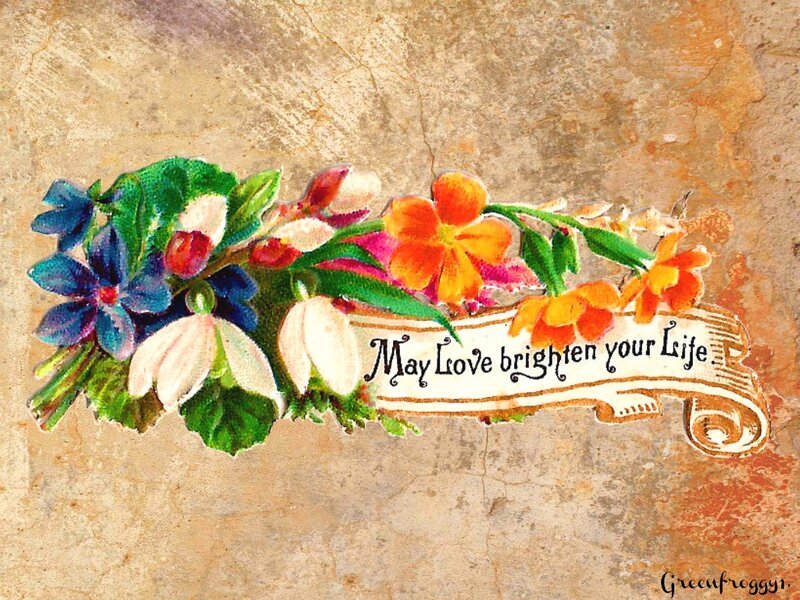 Floral Arrangement with Text — Green, Sentimental