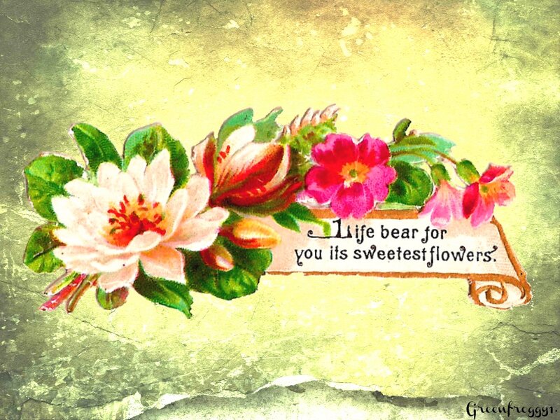 Floral Arrangement with Text — Green