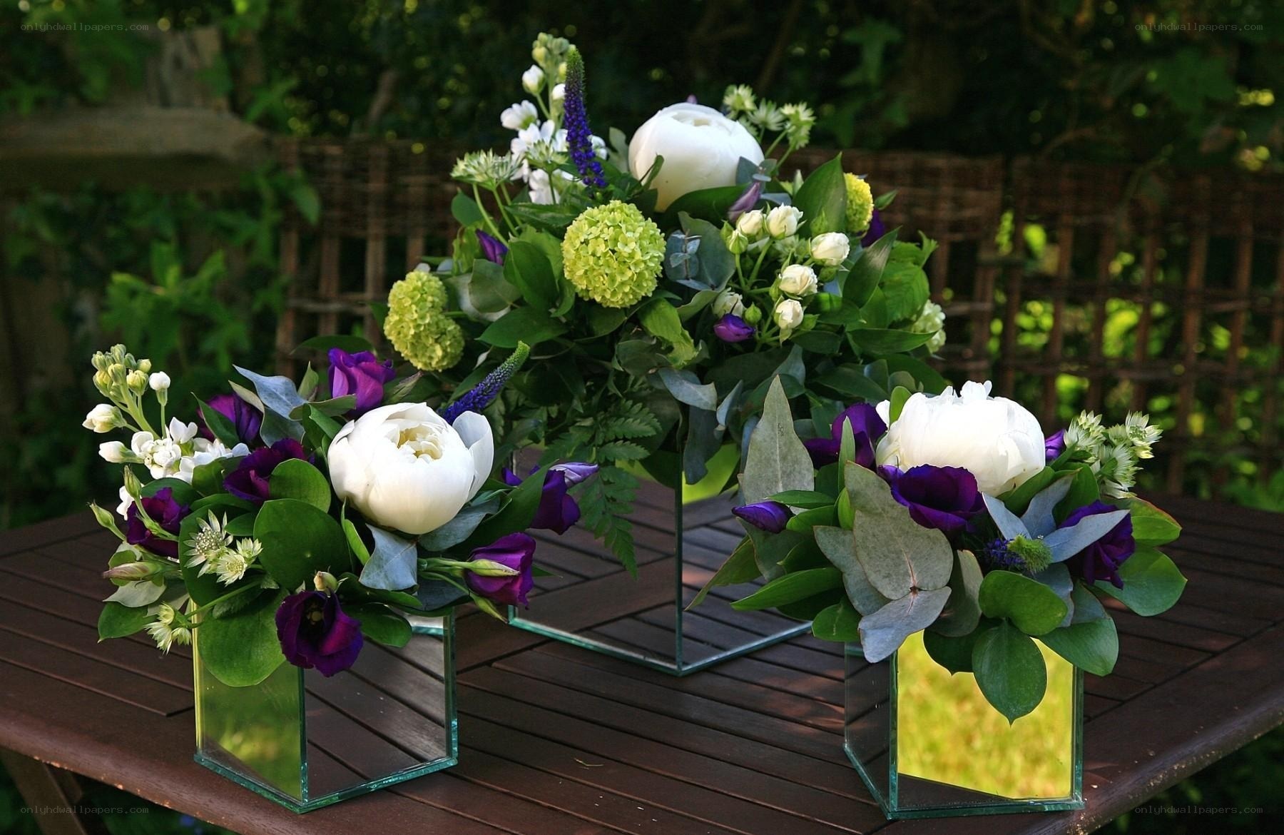 Floral arrangements on a table