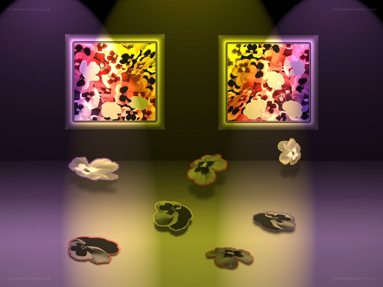 Floral art display in gallery