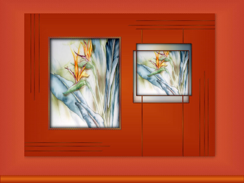 Floral art on red wall