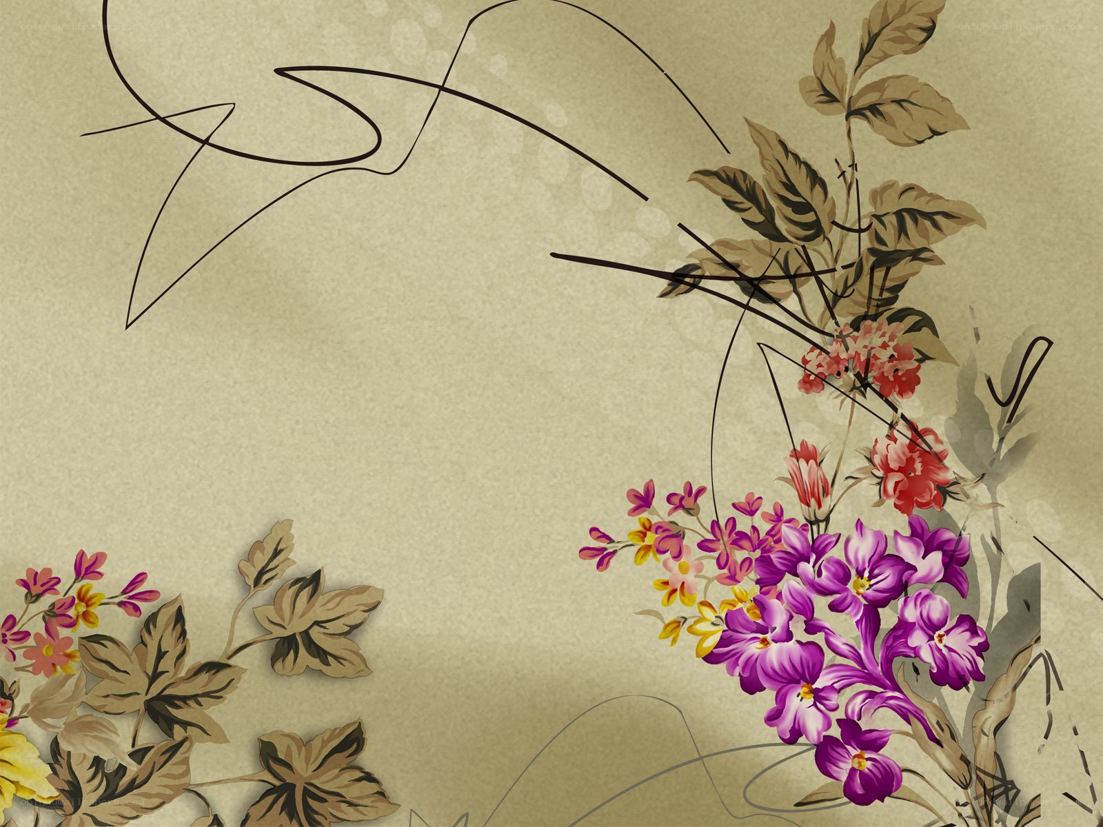 floral art on textured background