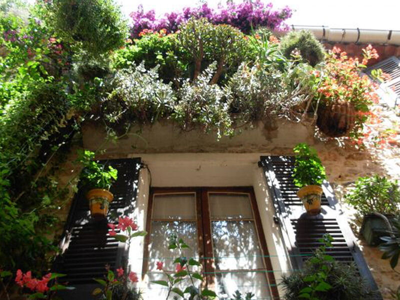 Floral balcony over window