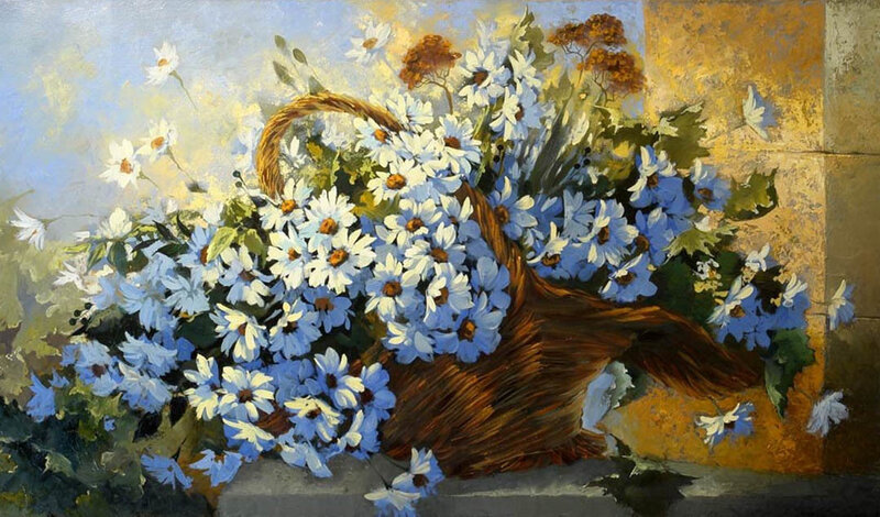 Floral basket still life