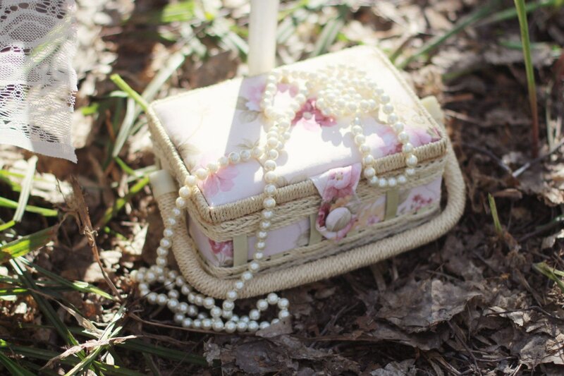 Floral Basket with Pearls