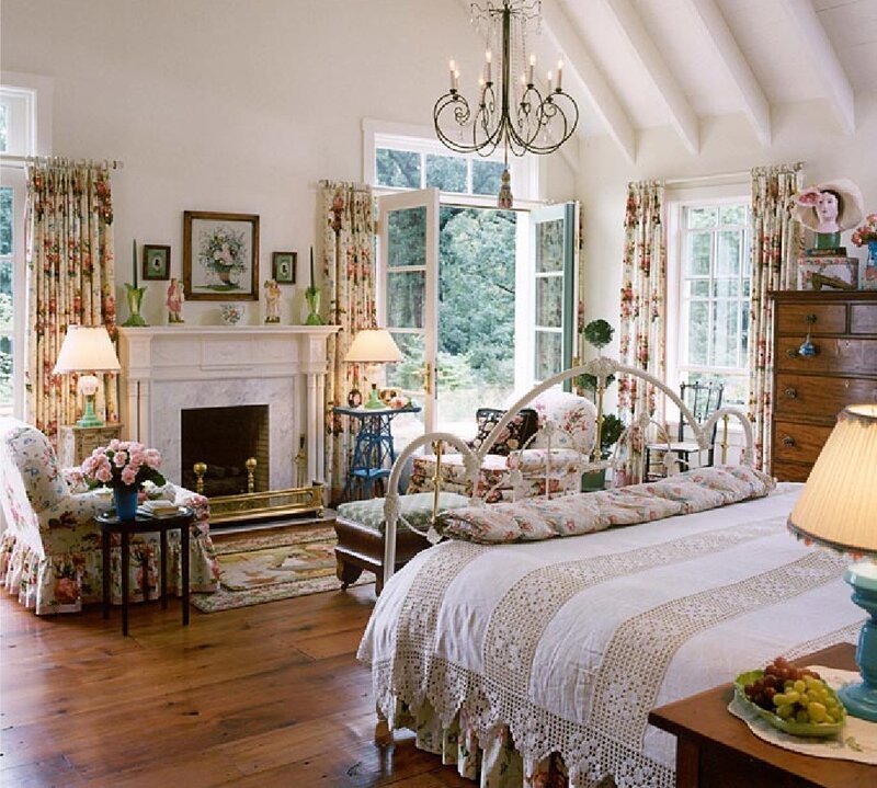 Floral Bedroom Interior — White