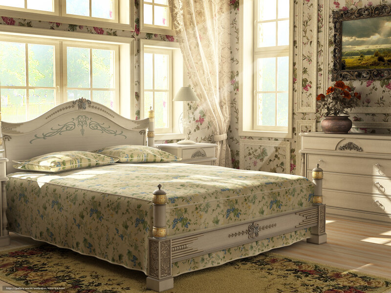 Floral bedroom with ornate furniture