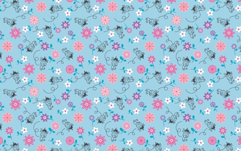 floral bee pattern background
