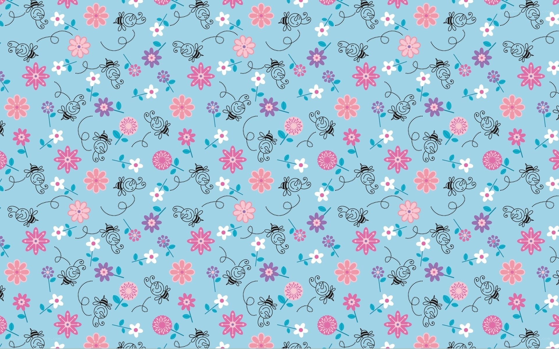 floral bee pattern background