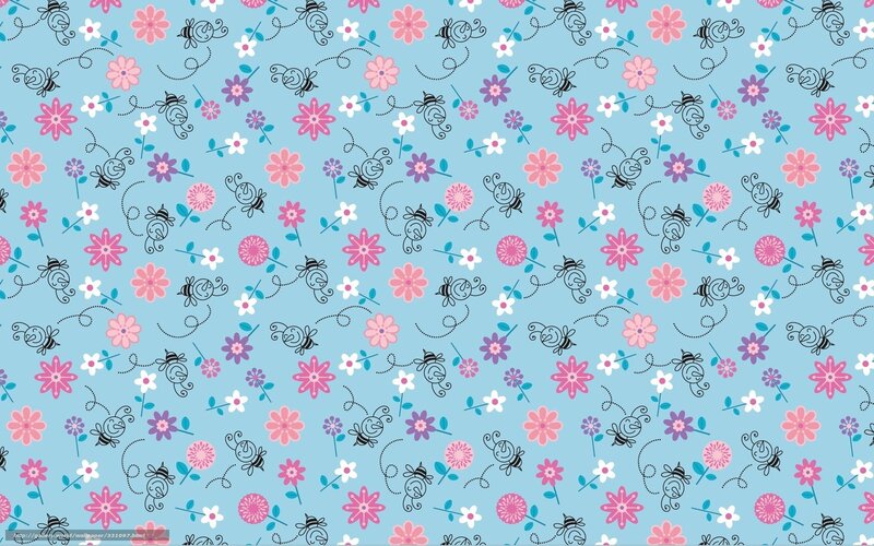floral bee pattern wallpaper