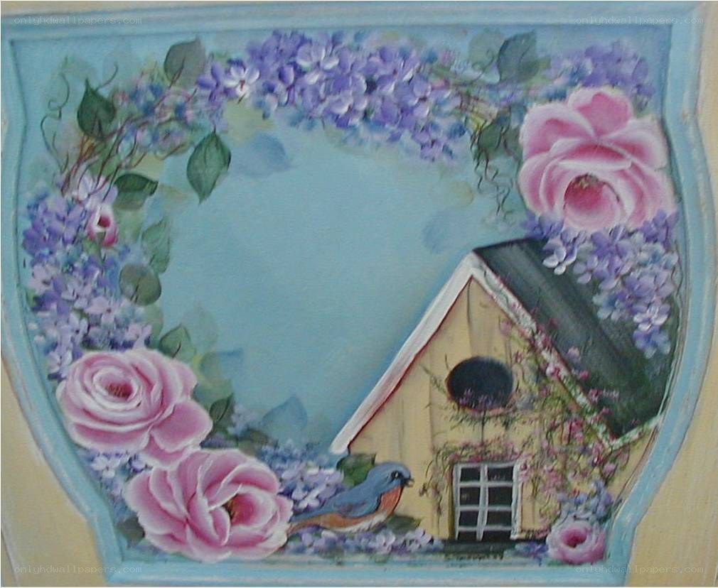 Floral birdhouse painting