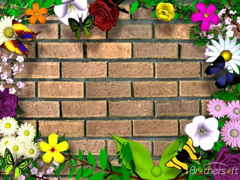 Floral border with butterflies