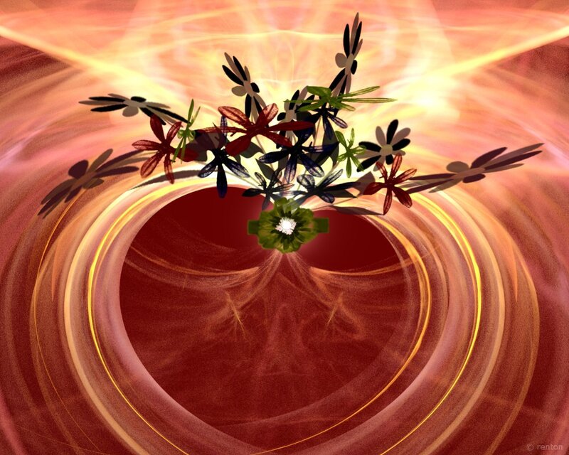Floral bouquet in a vortex