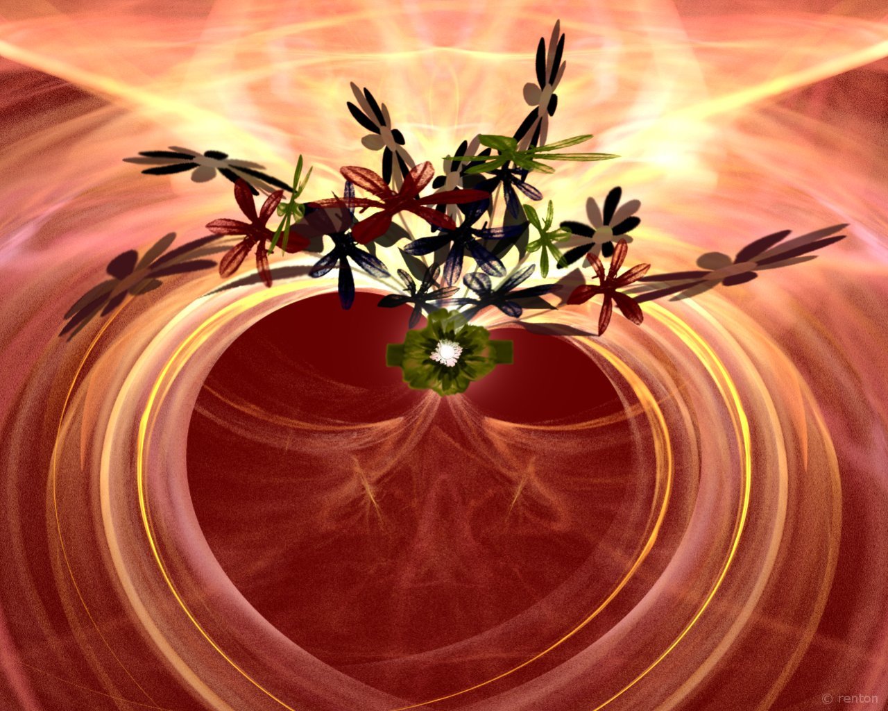 Floral bouquet in a vortex