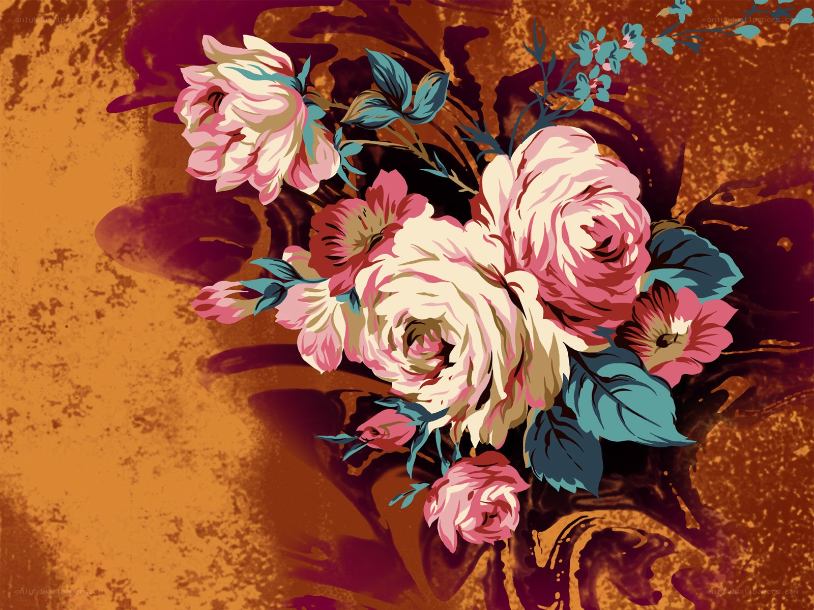 floral bouquet on textured background