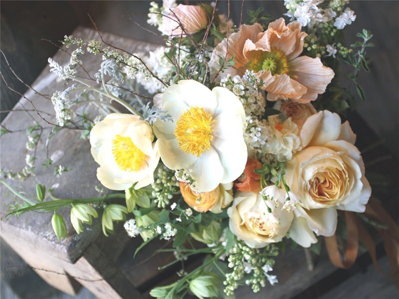 Floral Bouquet on Wood