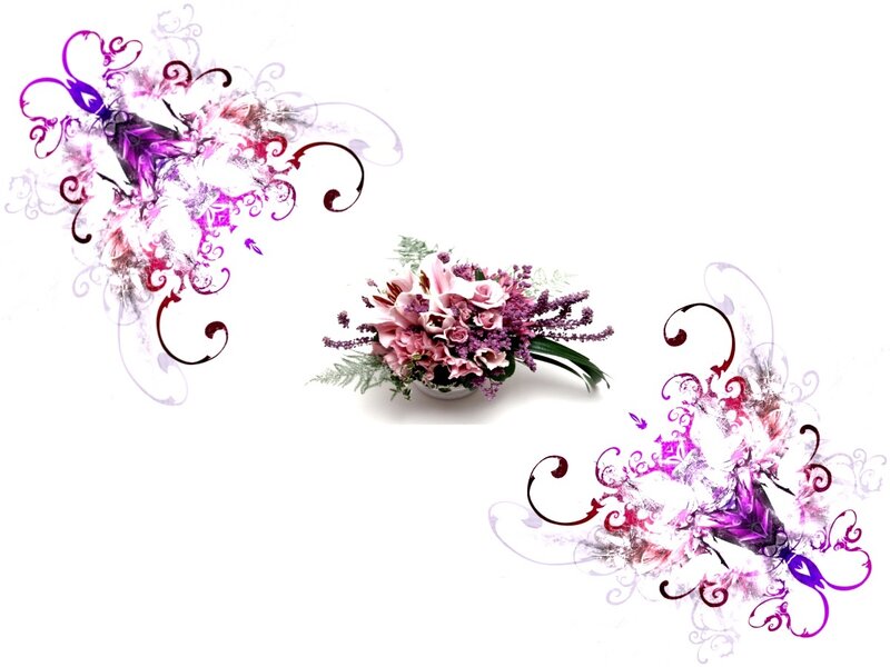 floral bouquet with decorative swirls