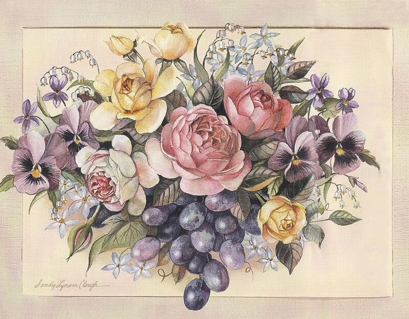 Floral bouquet with grapes