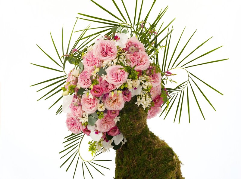 Floral bouquet with moss base