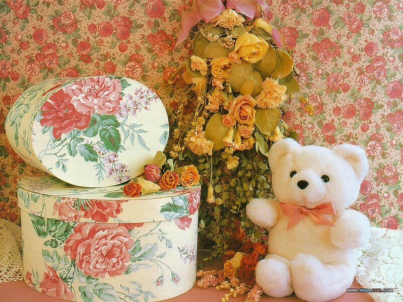 Floral box with teddy bear