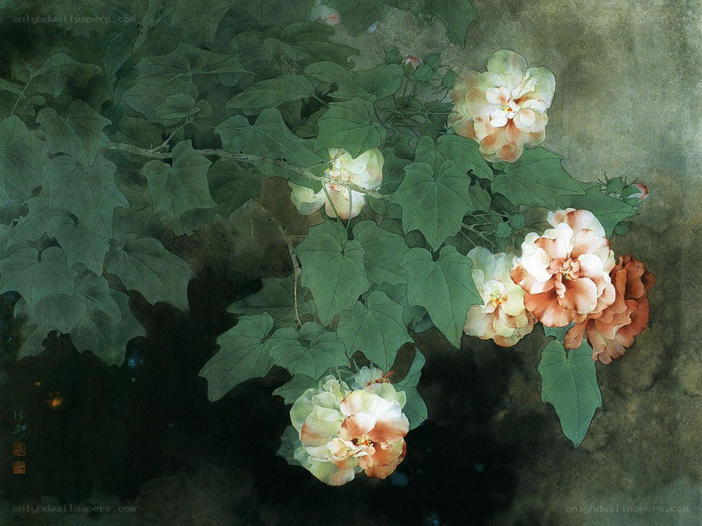 Floral Branch with Peonies