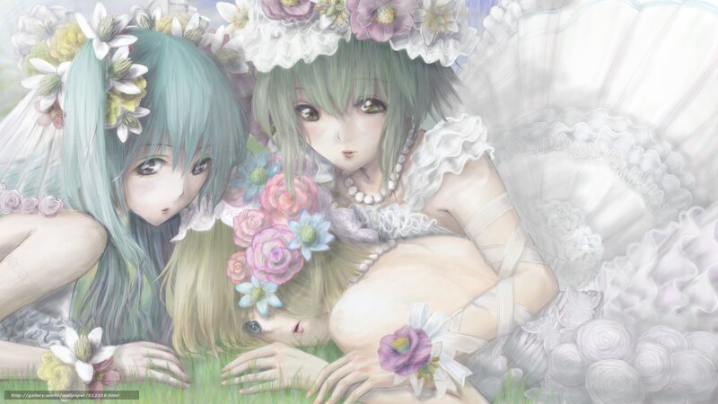 Floral bridal anime girls