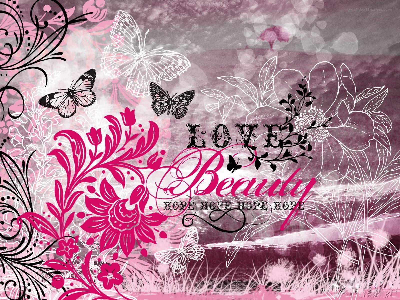 floral butterfly design with text
