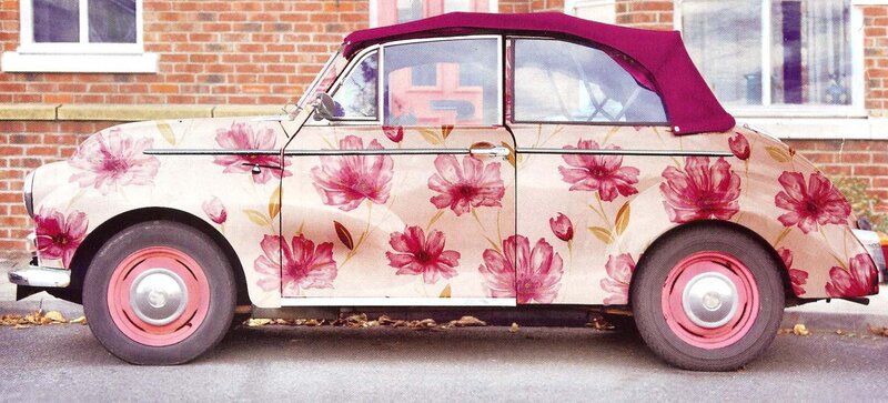 Floral Car with Purple Top