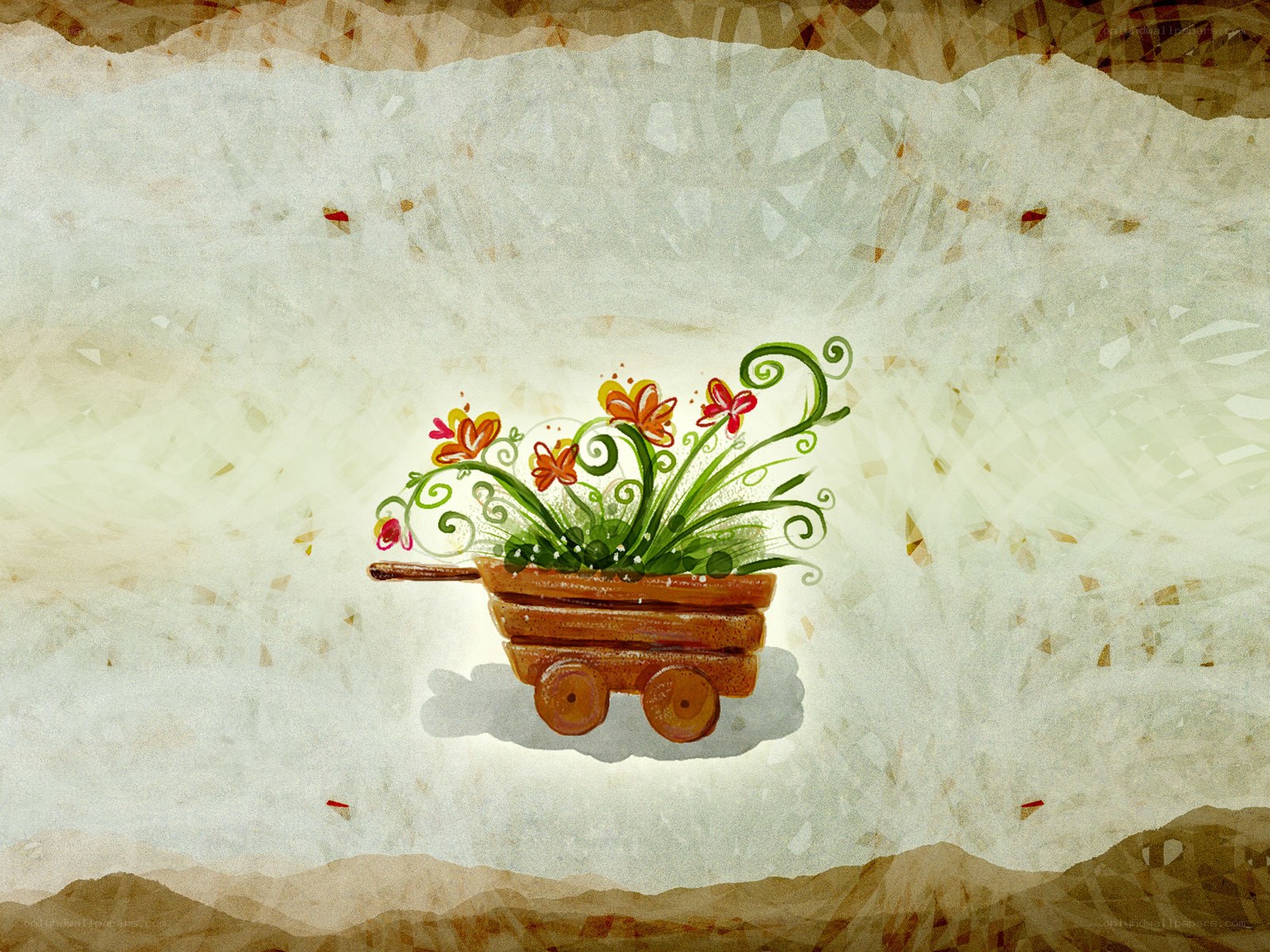 Floral cart on textured background