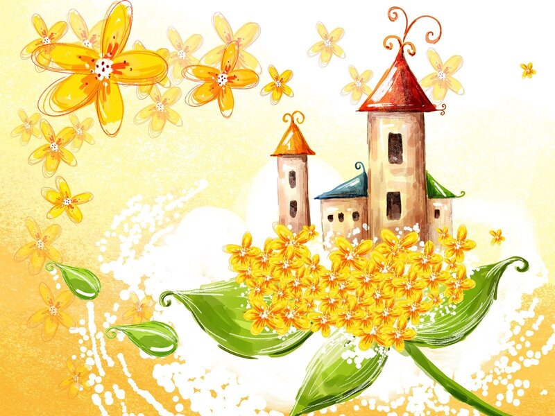 Floral castle illustration