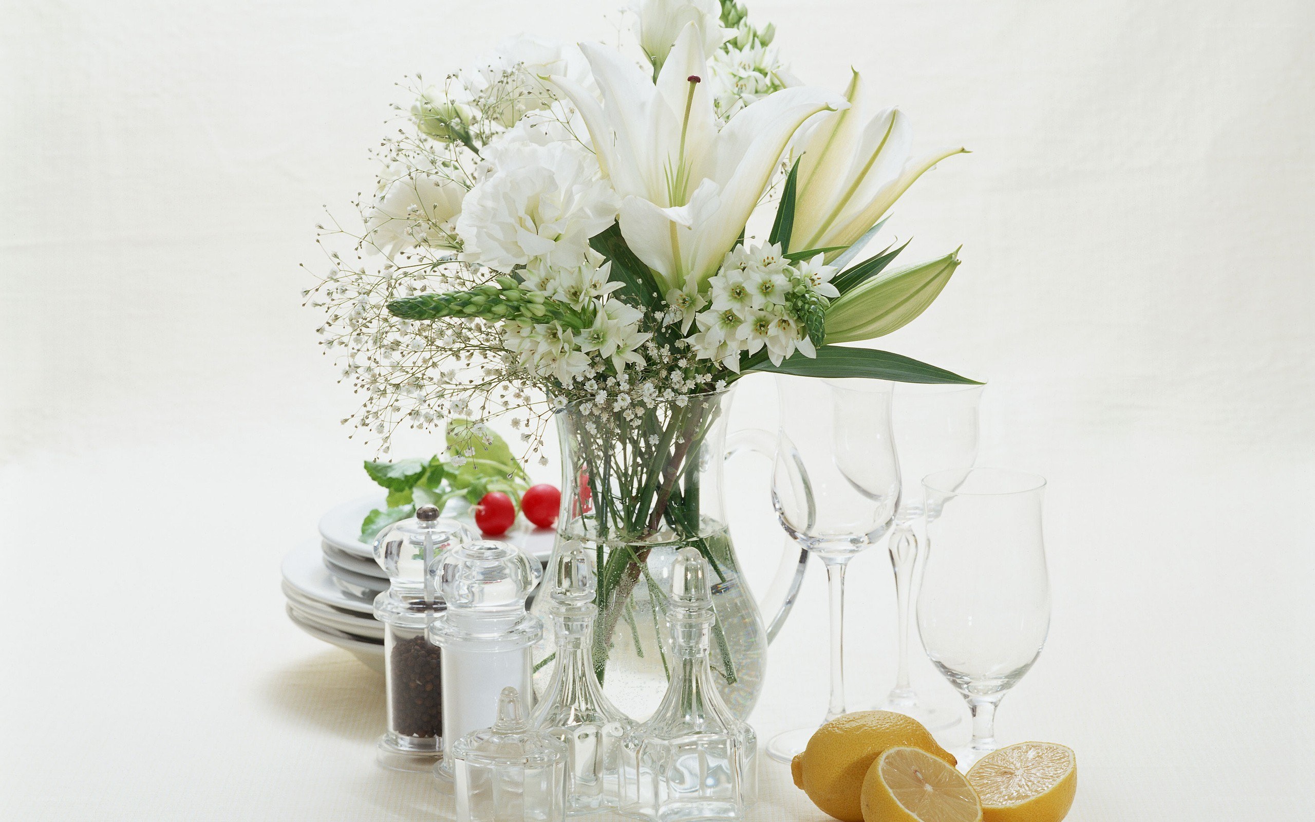Floral centerpiece on table