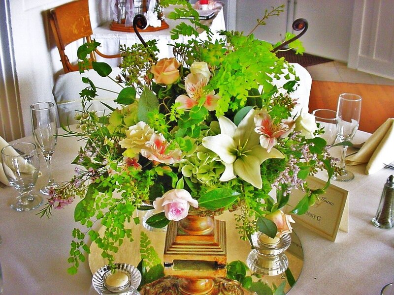 Floral Centerpiece on Table — Green